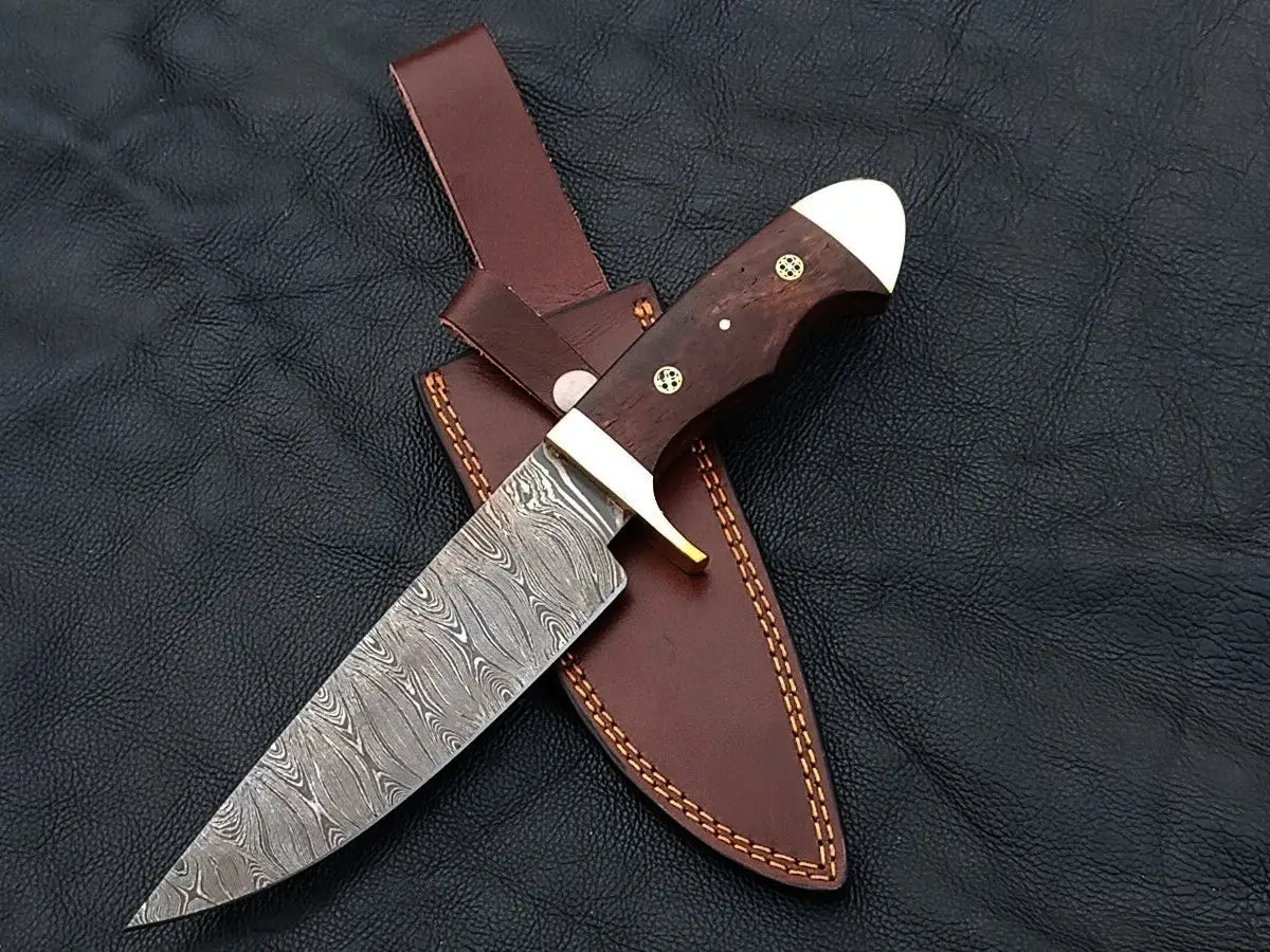 Handmade Damascus Steel Bowie Knife SAB004 with leather sheath for premium craftsmanship