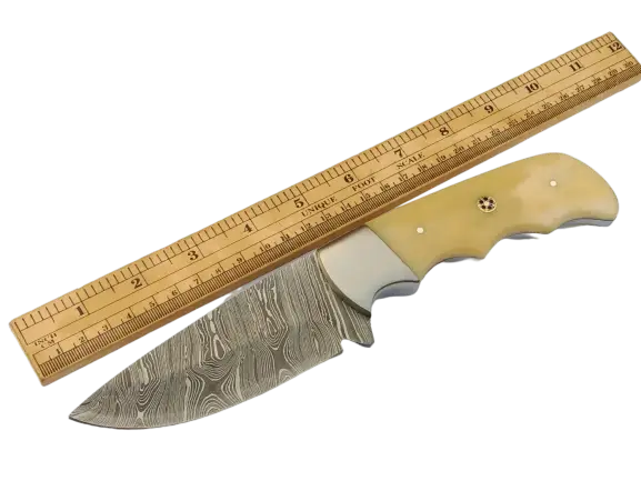 Handmade Damascus Steel Hunting Knife-B530 with ruler