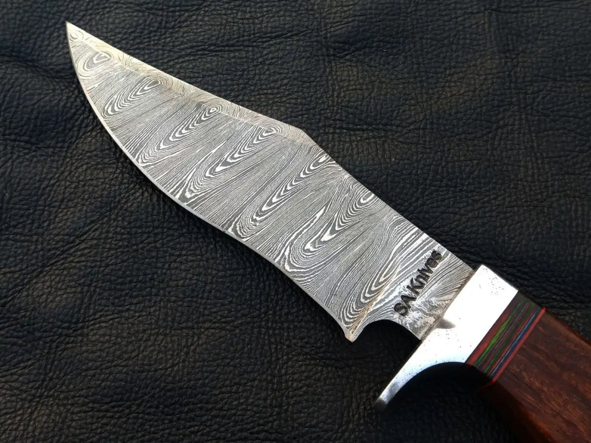 Handmade Damascus Steel Bowie Knife-SAB008 featuring intricate blade design and craftsmanship
