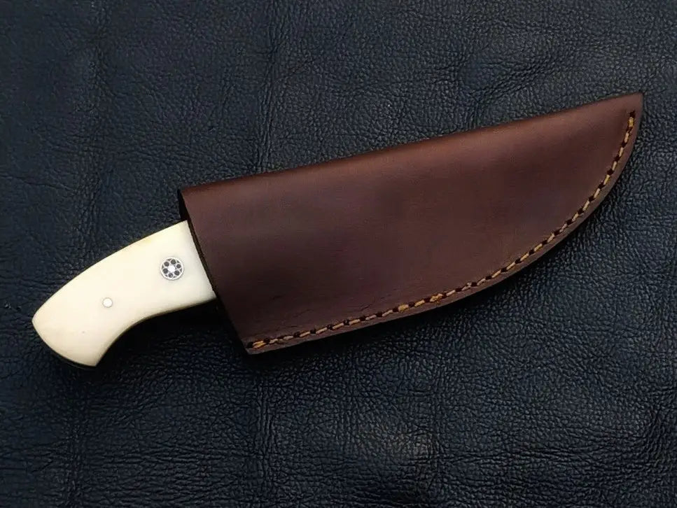 Damascus steel skinning knife with leather sheath - product name Damascus Steel Skinning Knife-C94