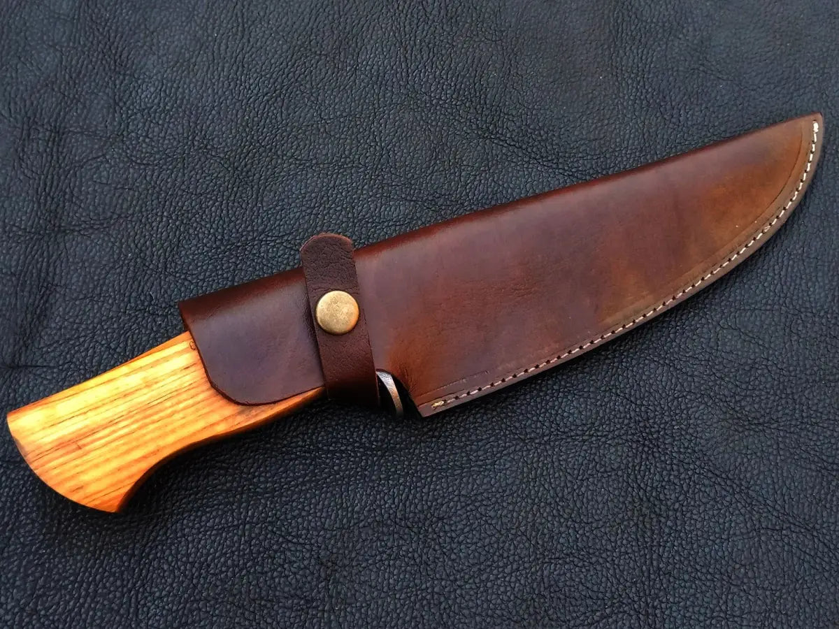 Handmade Damascus Steel Bowie Knife-C188 with hunting knife in leather sheath