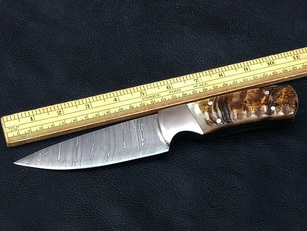 Handmade Damascus Hunting Knife-C109 with ruler on top