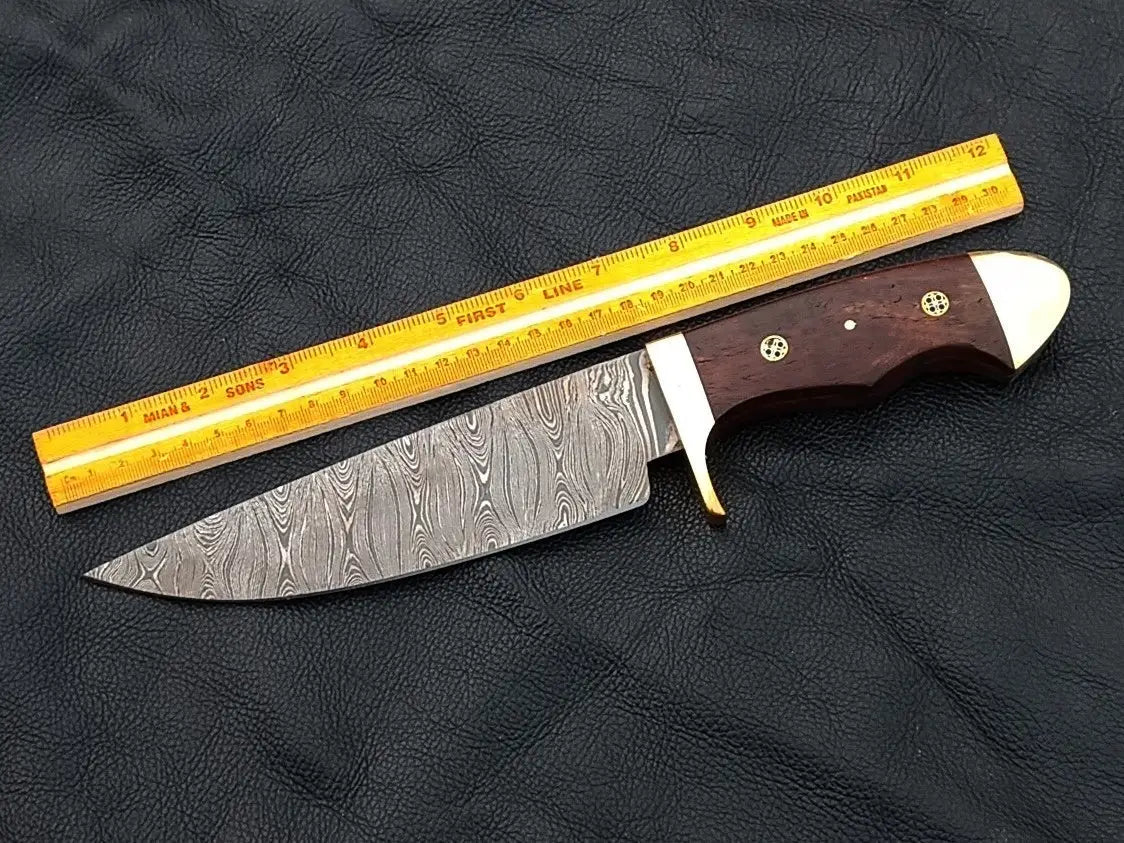Handmade Damascus Steel Bowie Knife with wooden handle, model SAB004