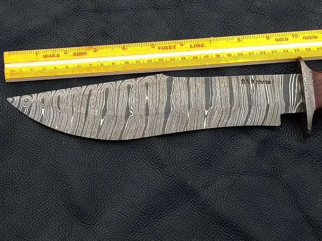Handmade Damascus Steel Bowie Knife with Wooden Handle - SAB007 Product Image