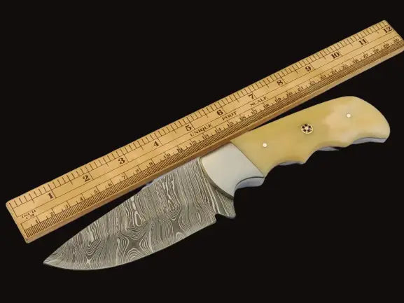 Handmade Damascus Steel Hunting Knife-B530 with ruler