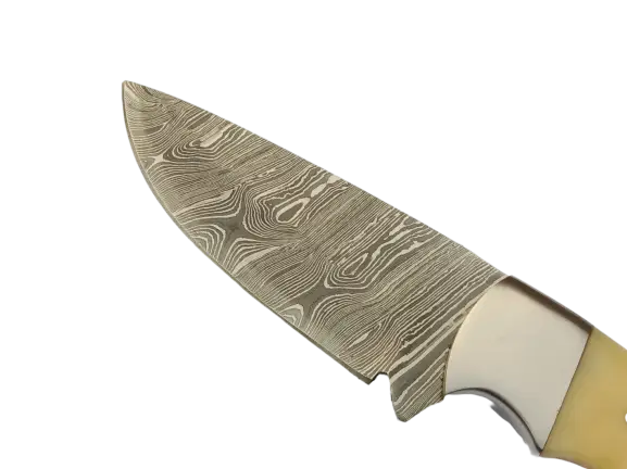 Handmade Damascus Steel Hunting Knife-B530 on table