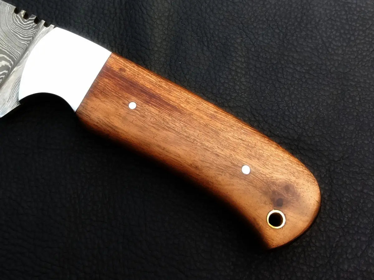 Handmade Damascus steel skinning knife on black background - Handmade Damascus Steel Skinning Knife-C26