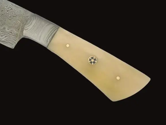 Handmade Damascus Steel Hunting Knife with Wooden and Metal Handle