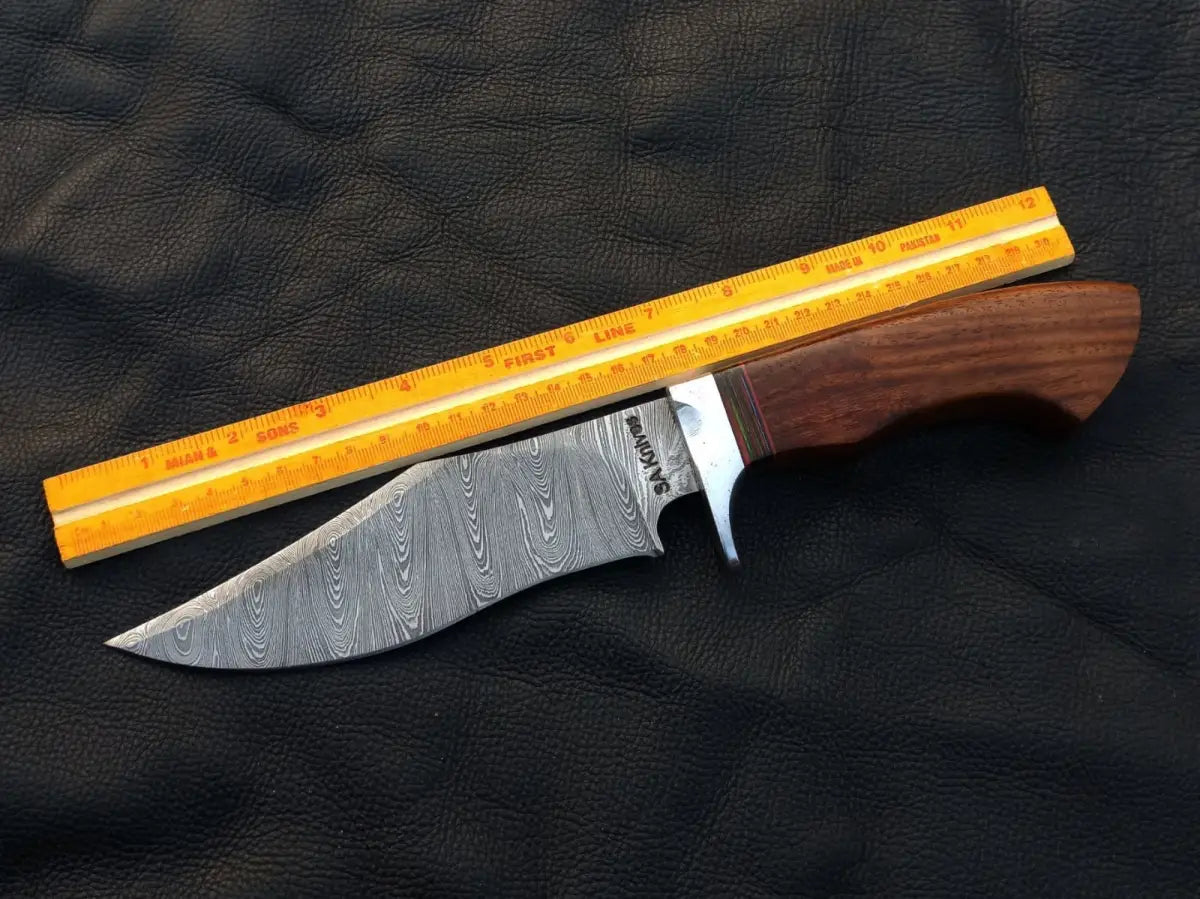 Handmade Damascus Steel Bowie Knife with Wooden Handle - SAB008 Hunting Knife