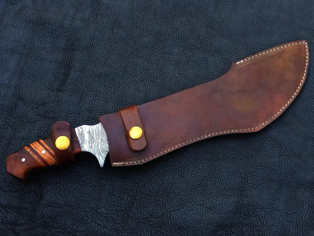 Kukri knife in leather sheath - Handmade Damascus Steel Bush Tracker Knife C192