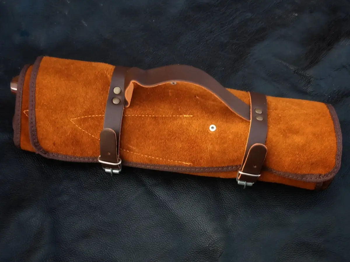 Leather case with handle for Handmade Damascus Steel Chef’s Kitchen Cutlery Set