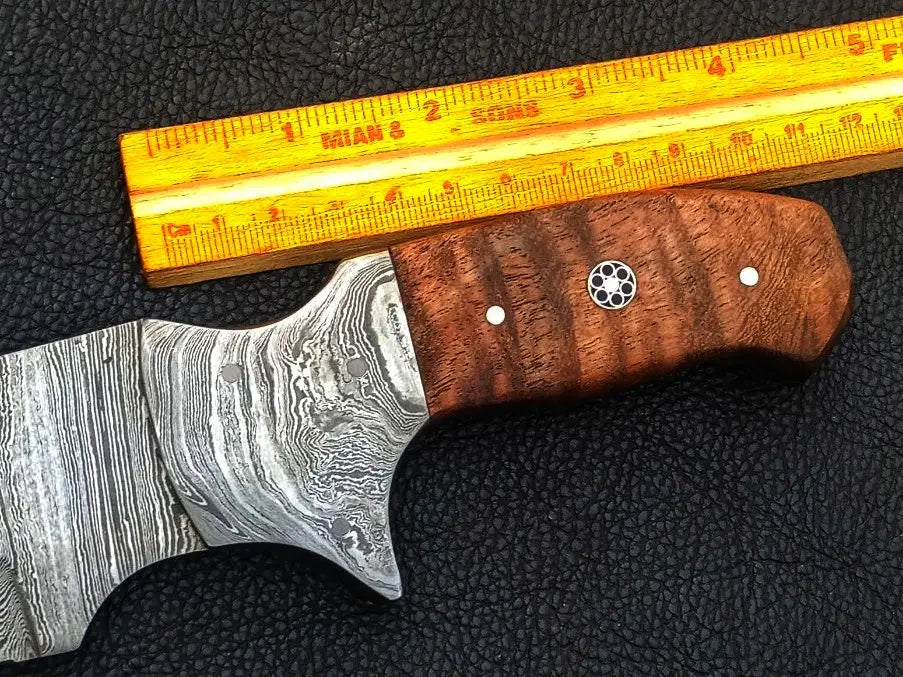 Handmade Damascus Steel Bush Tracker Knife-C190 with a graceful wooden handle