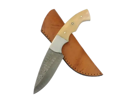 Handmade Damascus Steel Hunting Knife-B526 with Leather Sheath