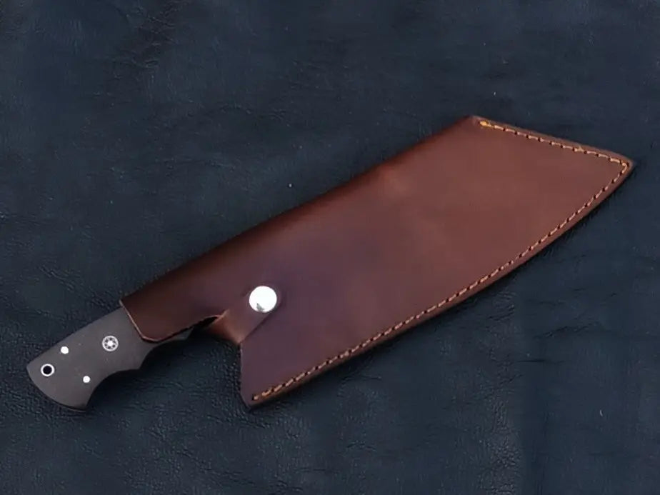 Handmade Damascus Steel Chefs Cleaver-C109 with Leather Sheath