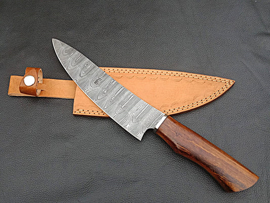 Damascus Steel Kitchen Chef Knife-Rosewood handle-Stainless Steel Clips-SA-1255