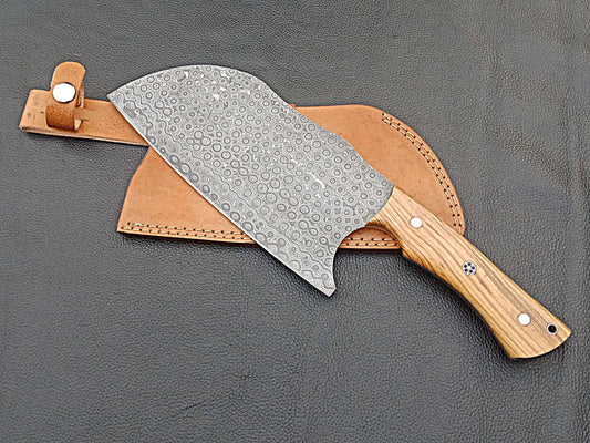 Damascus Steel Kitchen Chef Clever-Olive wood handle-Stainless Steel Clips-SA-1264