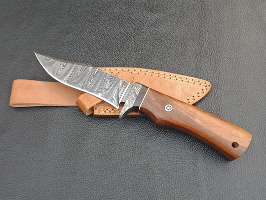 SA-1238 DAMASCUS STEEL SKINING KNIFE- DAMASCUS STEEL BOLSTERS