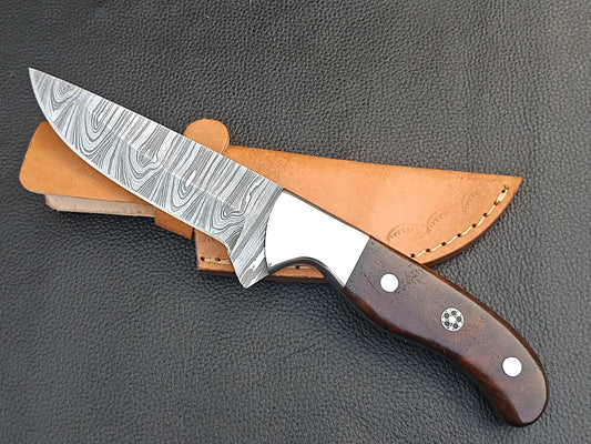 SA-1401 DAMASCUS STEEL SKINING KNIFE- DAMASCUS STEEL BOLSTERS