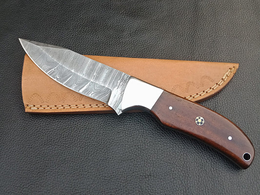 SA-1302 DAMASCUS STEEL SKINING KNIFE- STAINLESS STEEL BOLSTERS