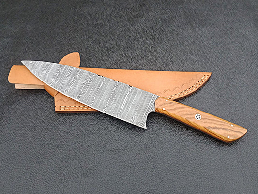 Damascus Steel Kitchen Chef Knife-Olive wood handle-SA-1252