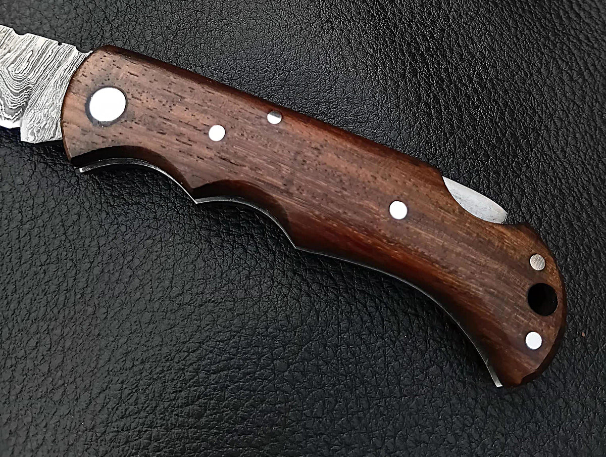 SAF-5501 Back Lock Damascus Steel Folding Knife.