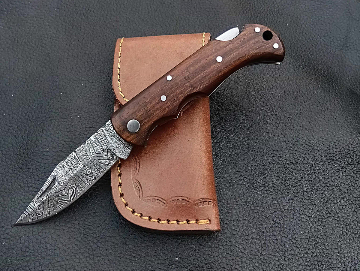 SAF-5501 Back Lock Damascus Steel Folding Knife.