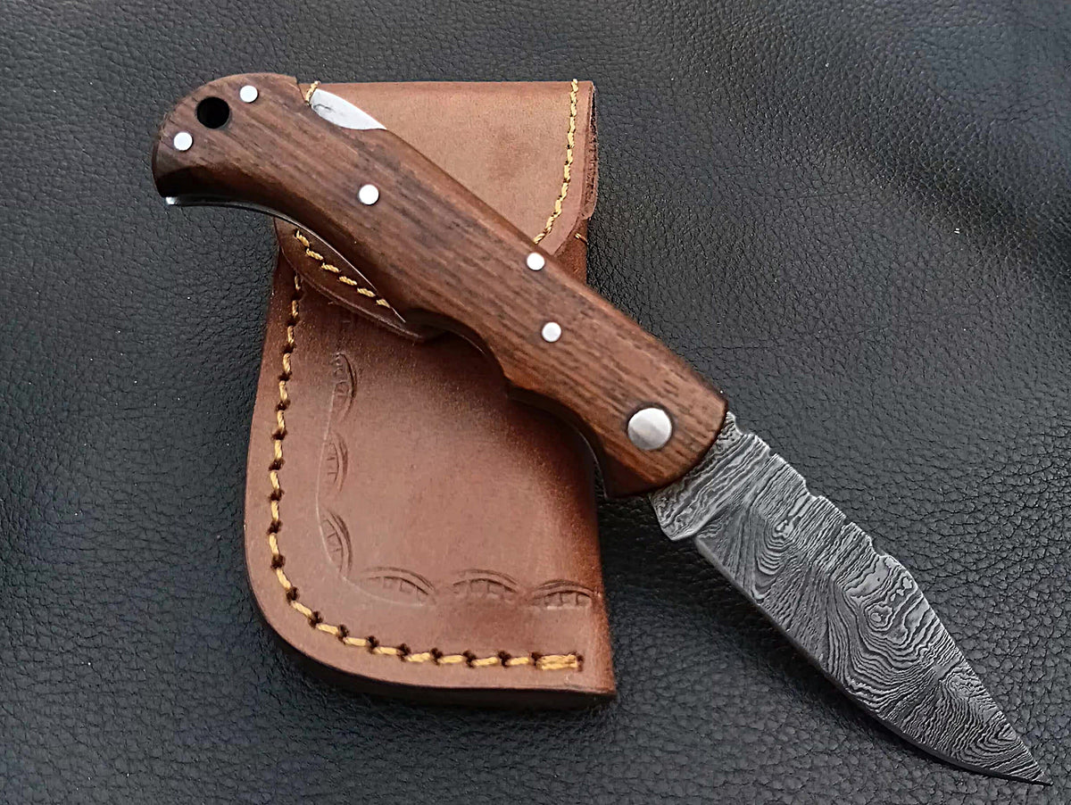 SAF-5501 Back Lock Damascus Steel Folding Knife.