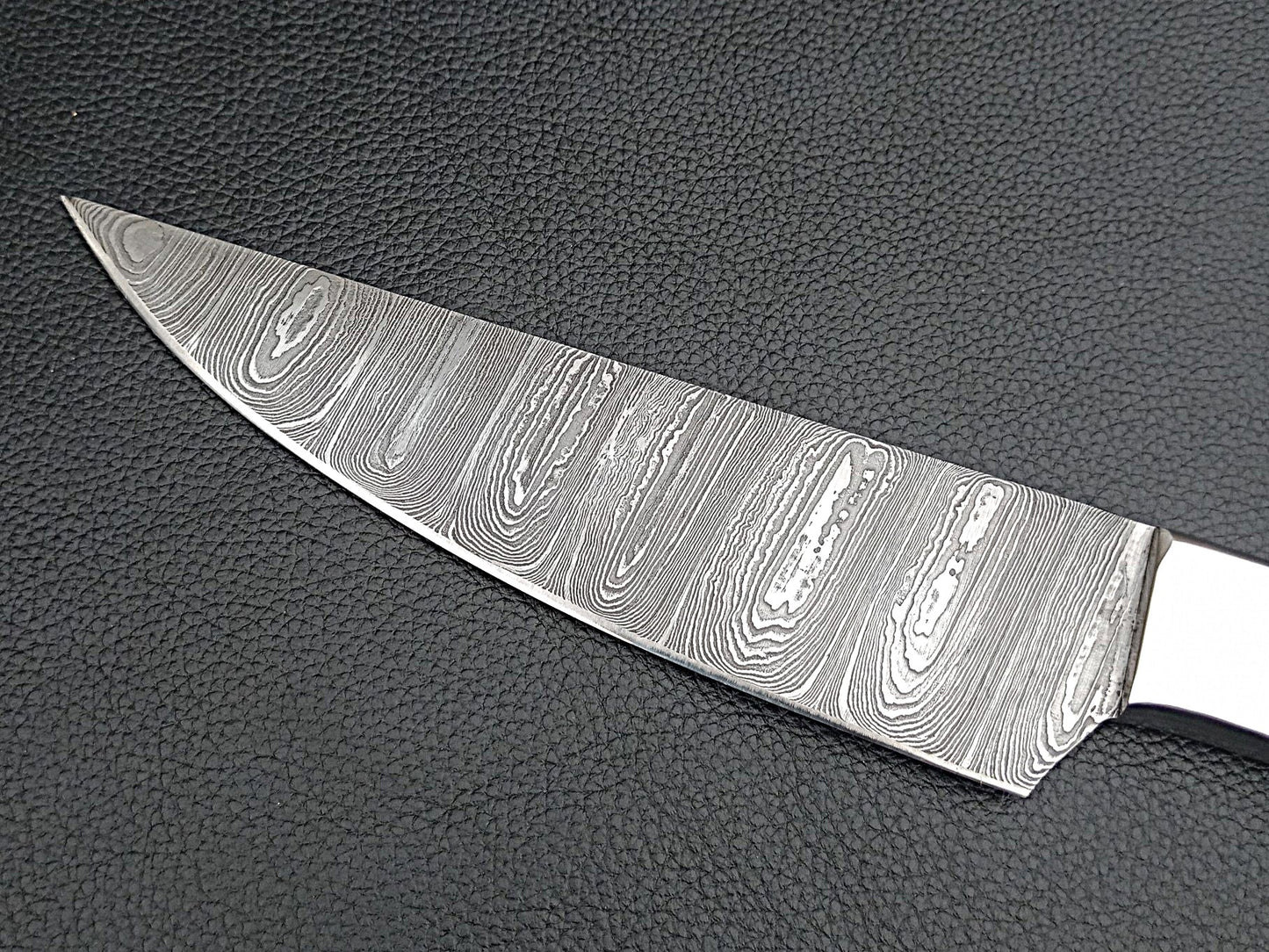Damascus Steel Kitchen Chef Knife-Black Horn handle-Stainless Steel Bolsters-SA-1269