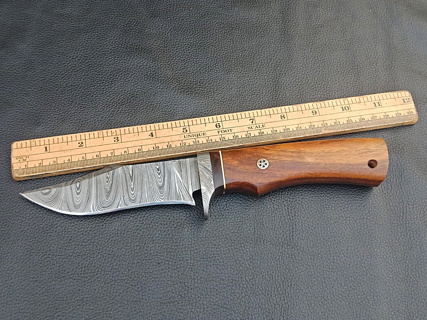 SA-1238 DAMASCUS STEEL SKINING KNIFE- DAMASCUS STEEL BOLSTERS