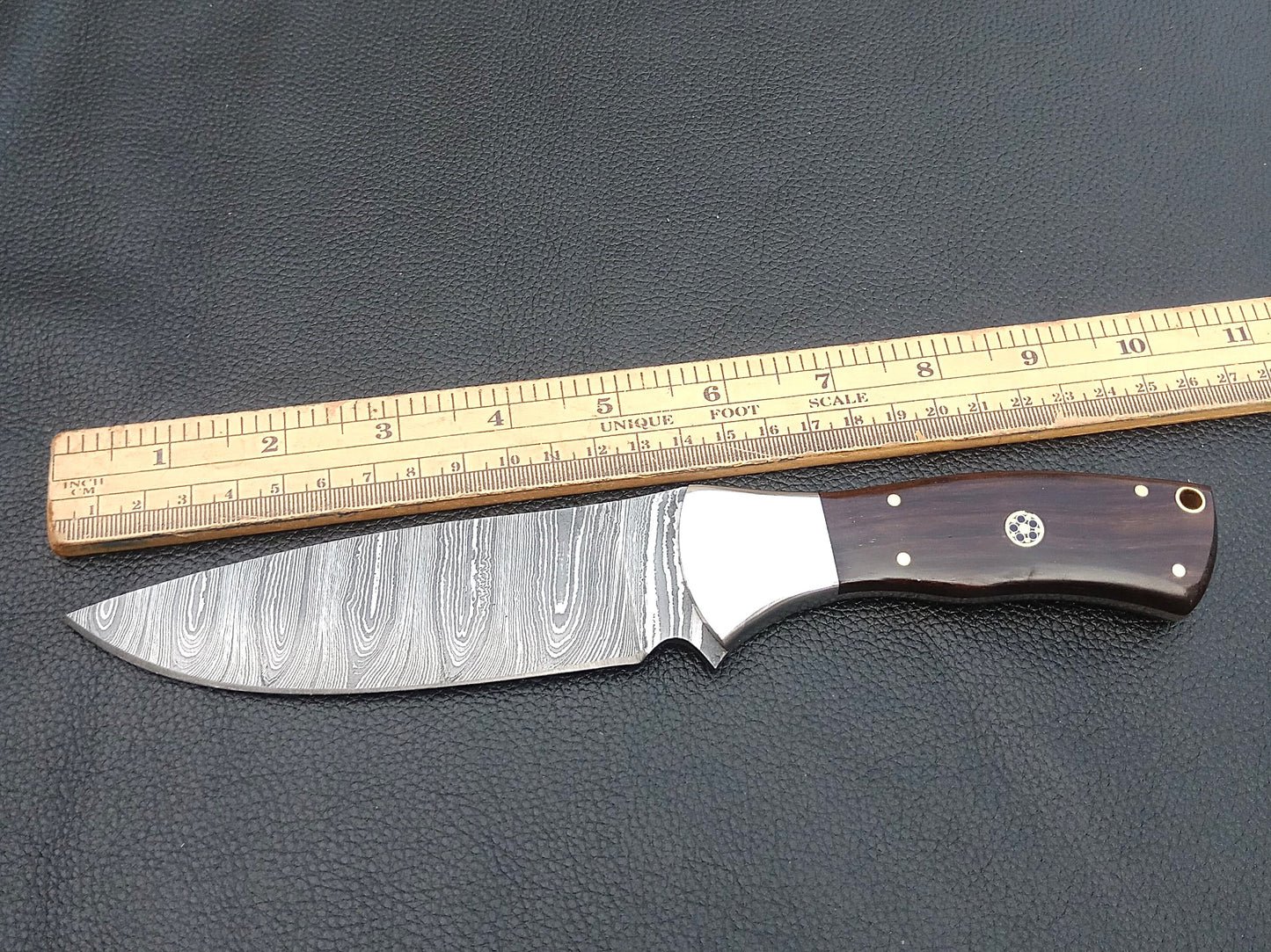 SA-1230 DAMASCUS STEEL SKINING KNIFE-STAINLESS STEEL BOLSTERS