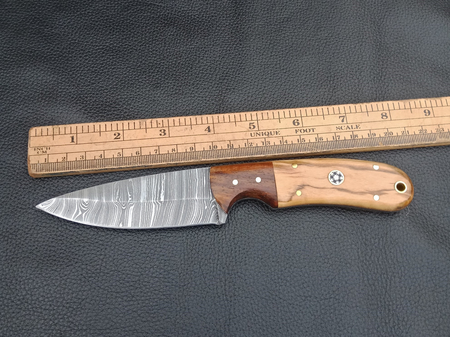 SA-1233 DAMASCUS STEEL SKINING KNIFE- DAMASCUS STEEL BOLSTERS