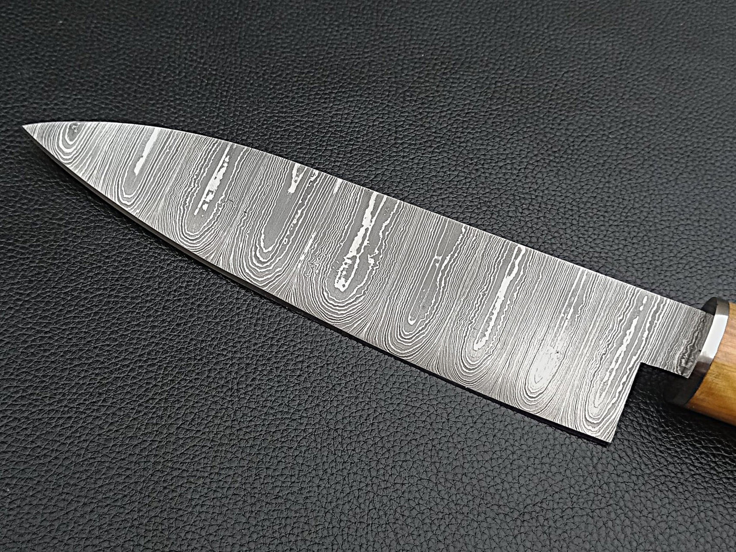 Damascus Steel Kitchen Chef Knife-Olive wood handle-Stainless Steel Bolsters-SA-1254