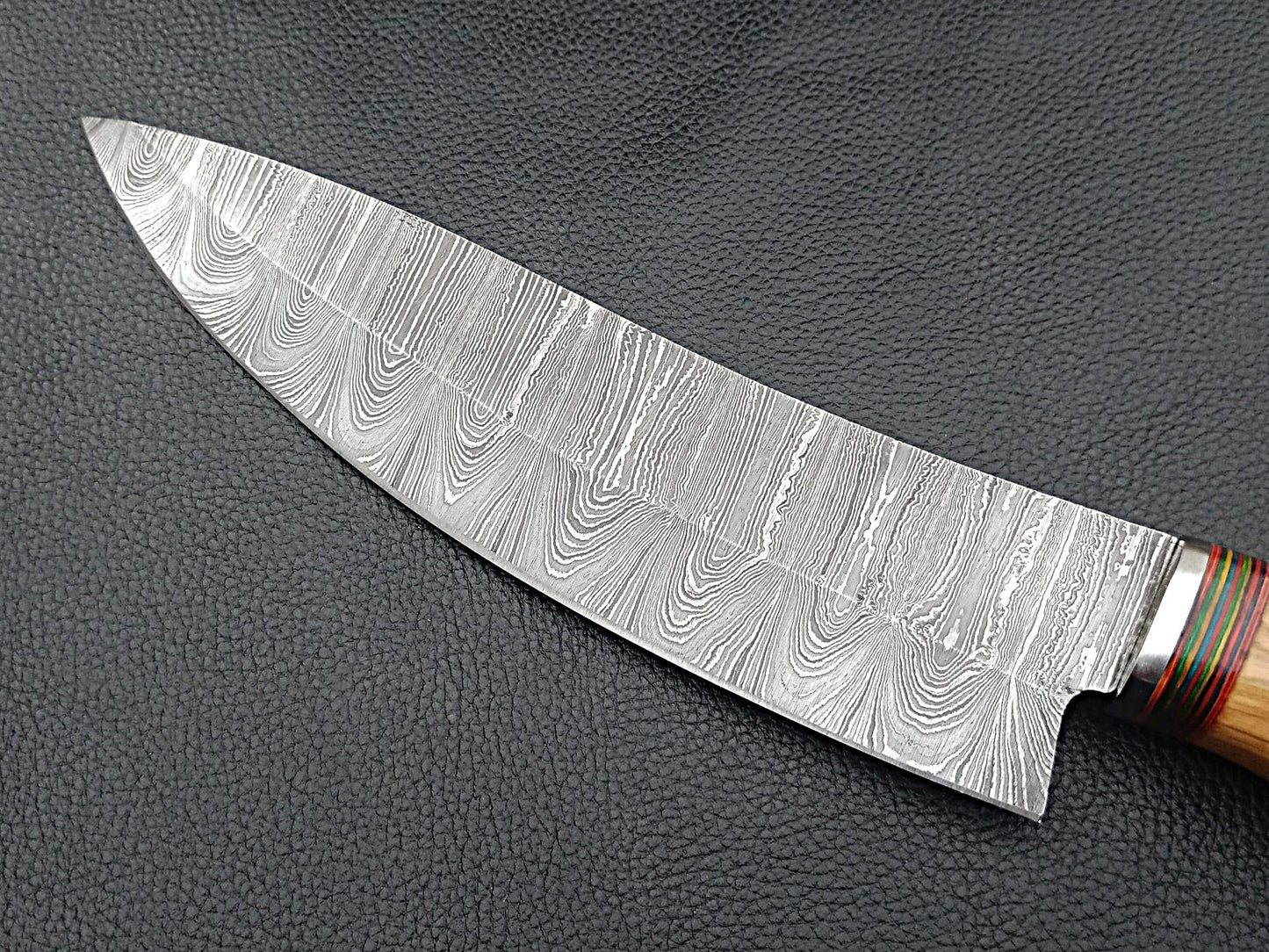Damascus Steel Kitchen Chef Knife-Olive wood handle-Stainless Steel Bolsters-Damascus Bolsters-SA-1253