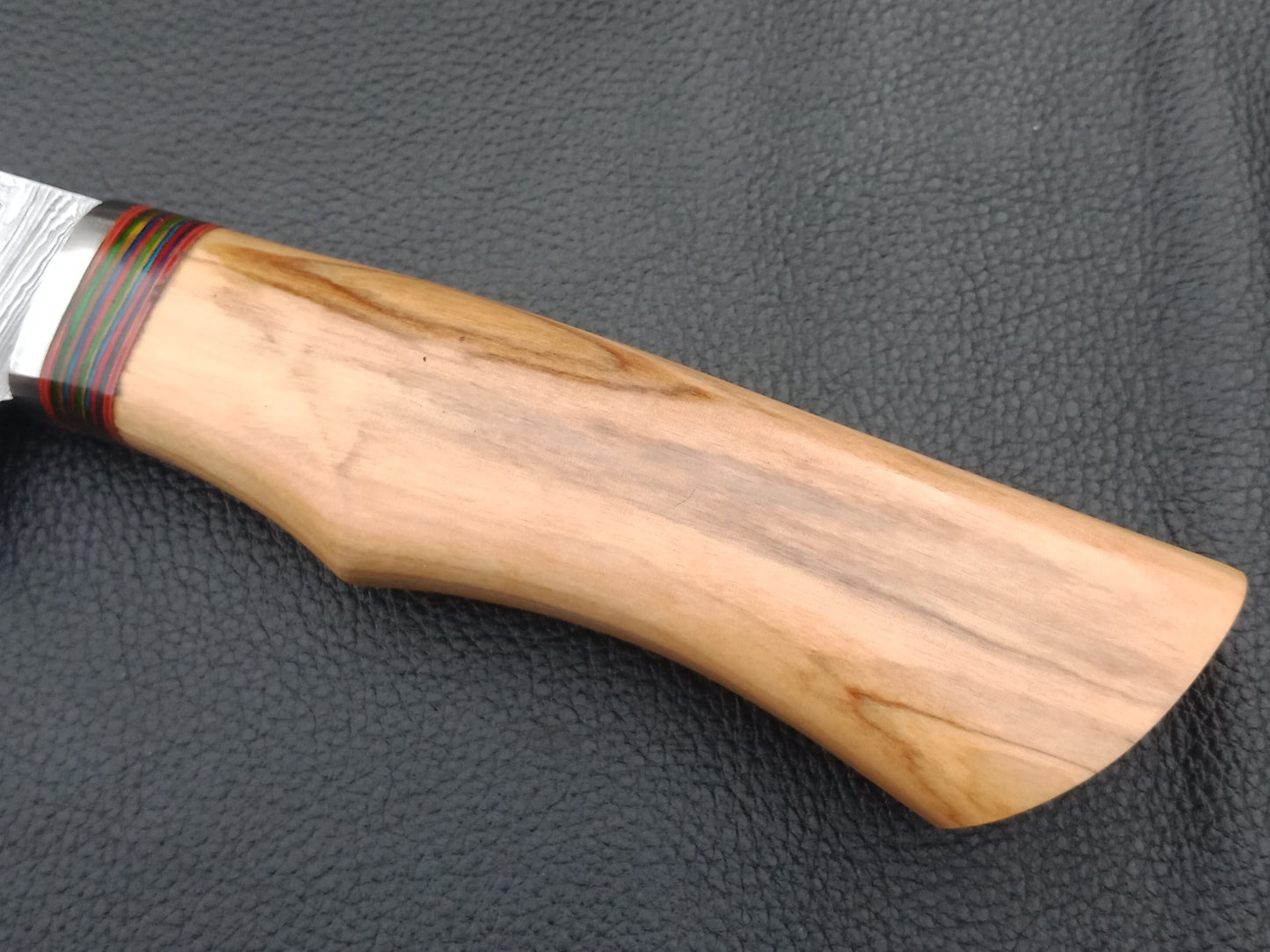 Damascus Steel Kitchen Chef Knife-Olive wood handle-Stainless Steel Bolsters-Damascus Bolsters-SA-1253
