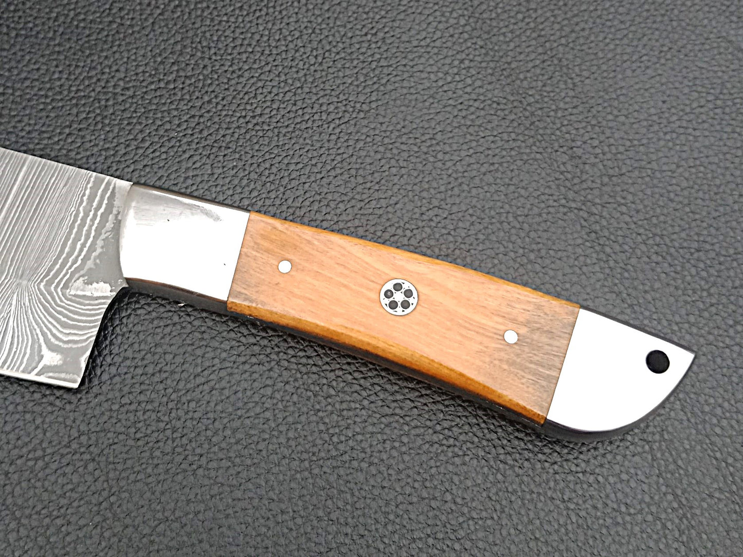 Damascus Steel Kitchen Chef Knife-Olive wood handle-Stainless Steel Bolsters-SA-1251