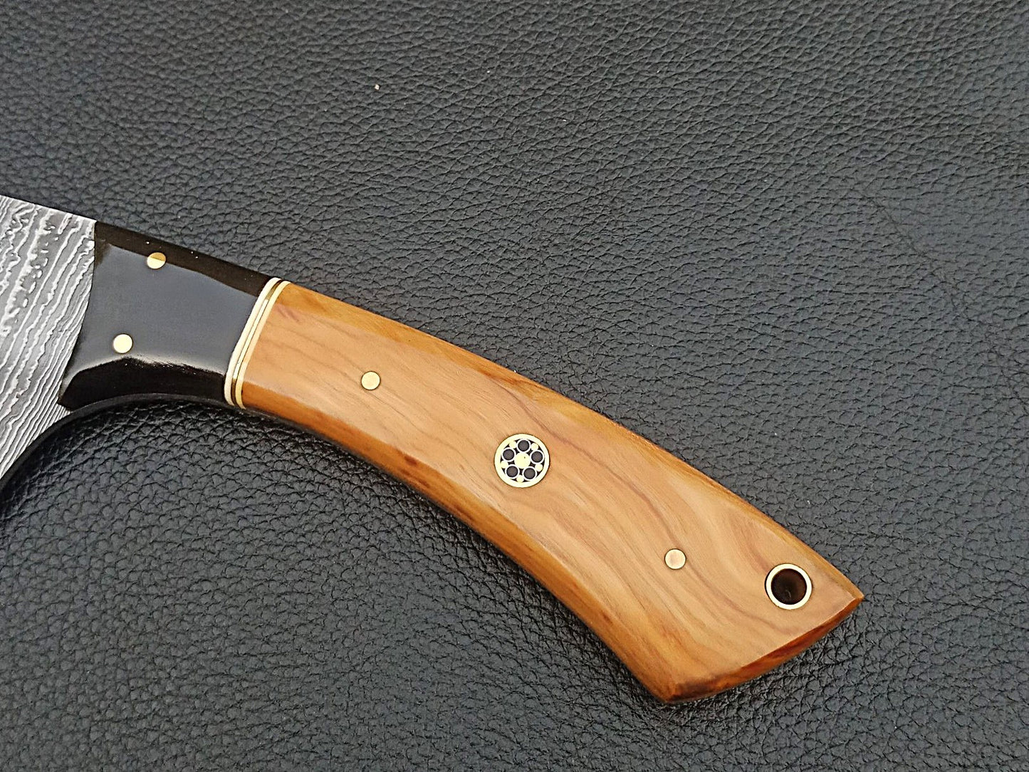 Damascus Steel Kitchen Chef Clever-Olive wood handle-Black Horn Bolsters-SA-1261