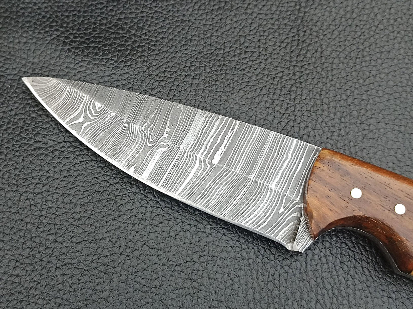 SA-1233 DAMASCUS STEEL SKINING KNIFE- DAMASCUS STEEL BOLSTERS