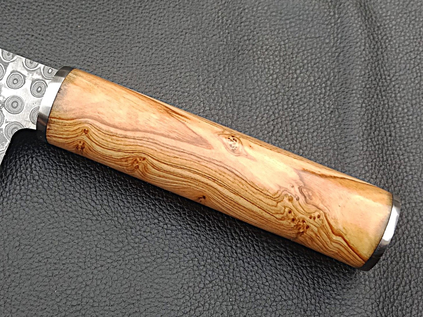 Damascus Steel Kitchen Chef Clever-Olive wood handle-Stainless Steel Clips-SA-1262