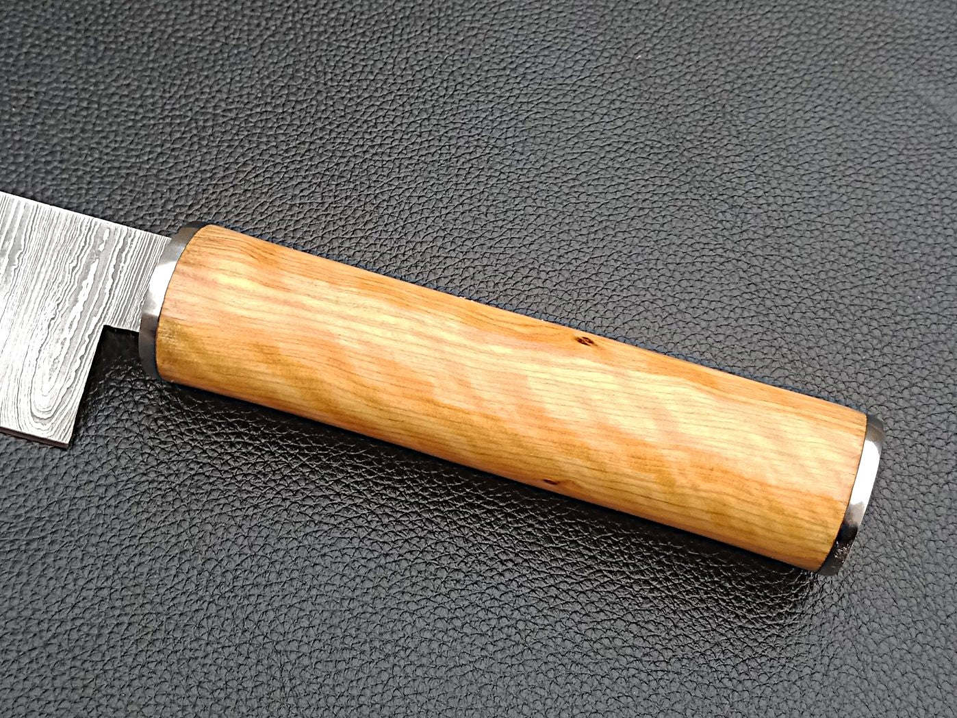 Damascus Steel Kitchen Chef Knife-Olive wood handle-Stainless Steel Bolsters-SA-1254