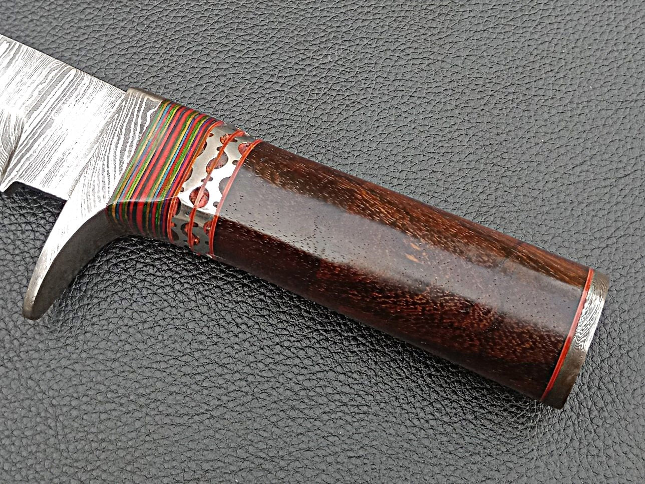 Damascus Steel Bowie-Rosewood Handle-Damascus Steel Clip-SA-1276