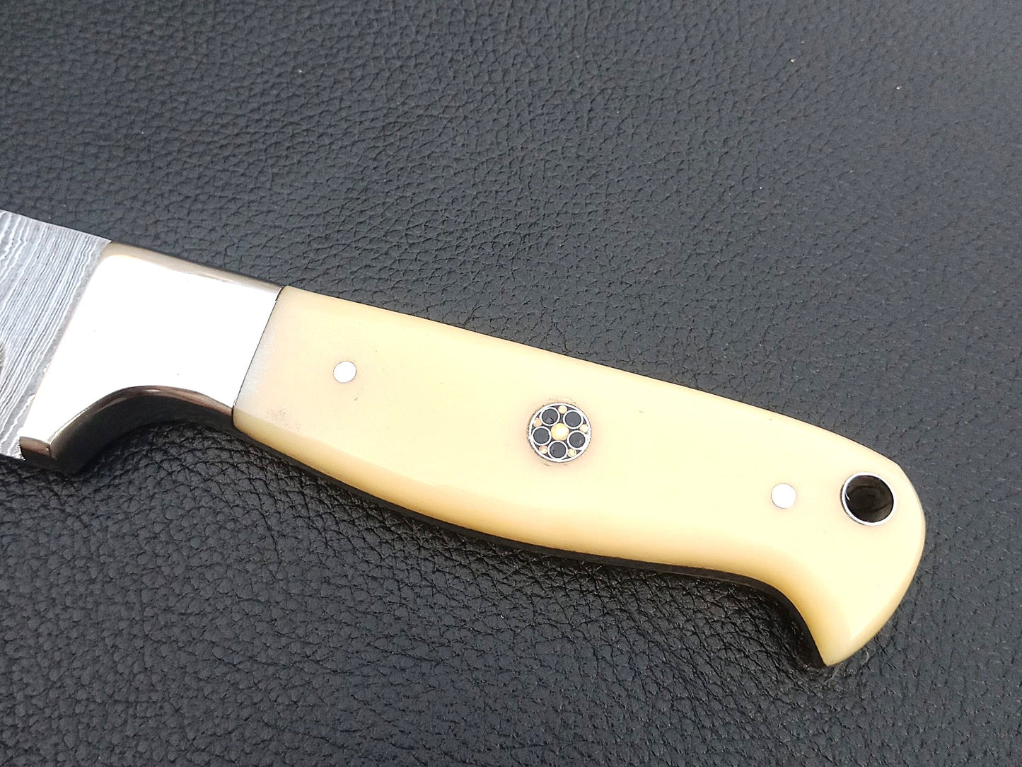 SA-1222 DAMASCUS STEEL SKINING KNIFE-STAINLESS STEEL BOLSTERS