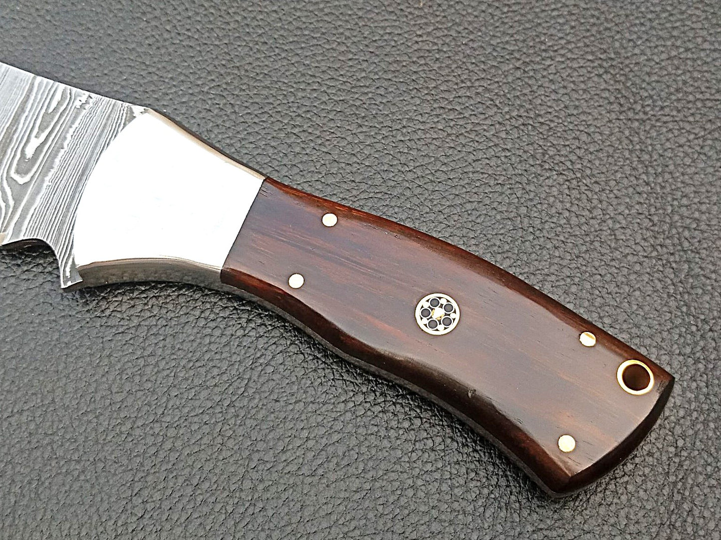 SA-1230 DAMASCUS STEEL SKINING KNIFE-STAINLESS STEEL BOLSTERS