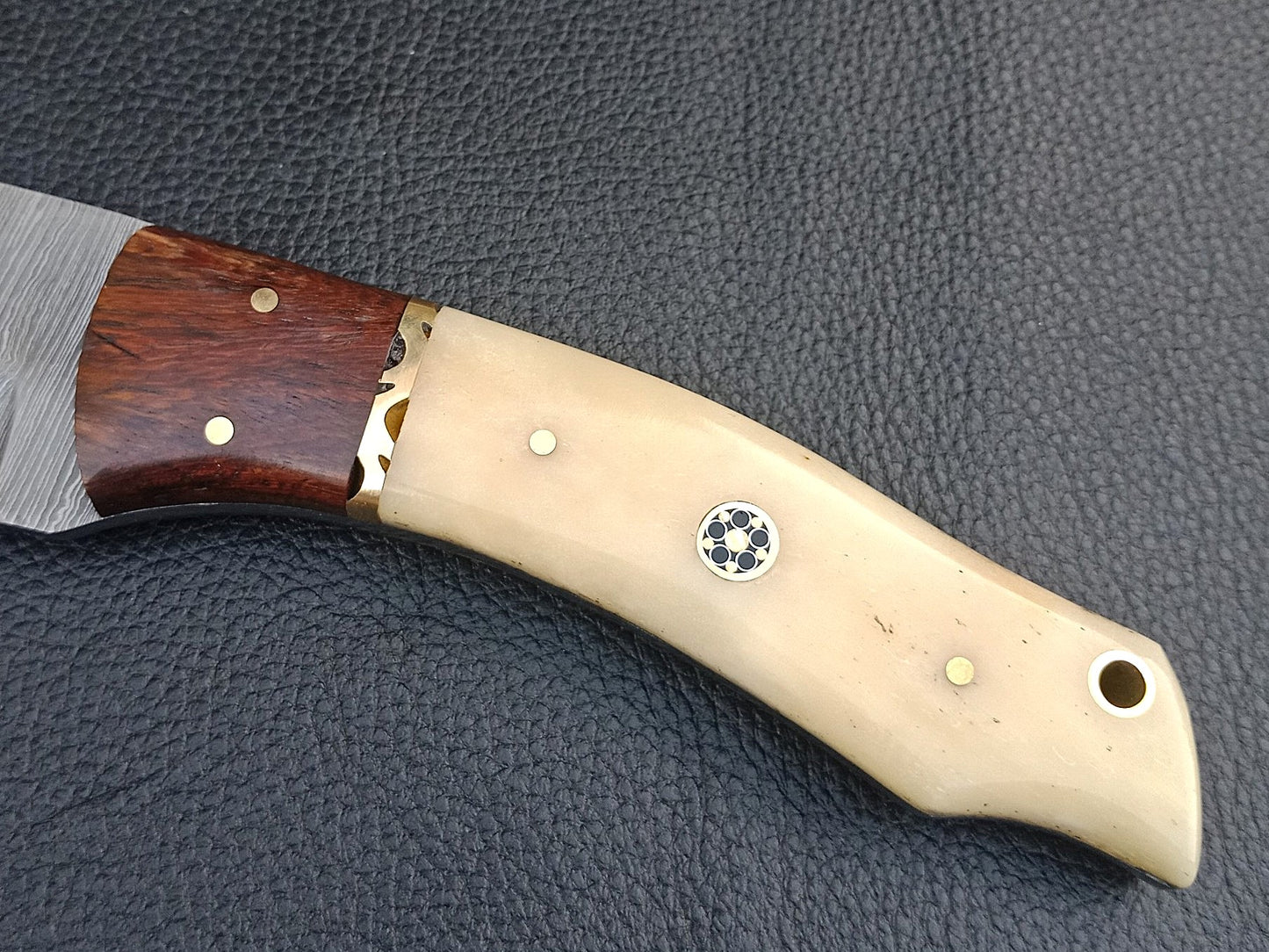 SA-1301 DAMASCUS STEEL SKINING KNIFE-ROSEWOOD BOLSTERS