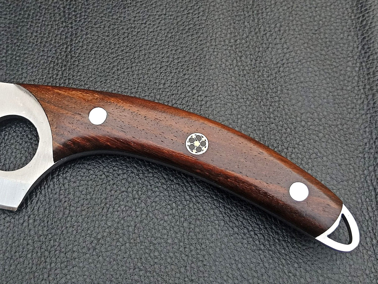 SA-1402 DAMASCUS STEEL SKINING KNIFE- DAMASCUS STEEL BOLSTERS