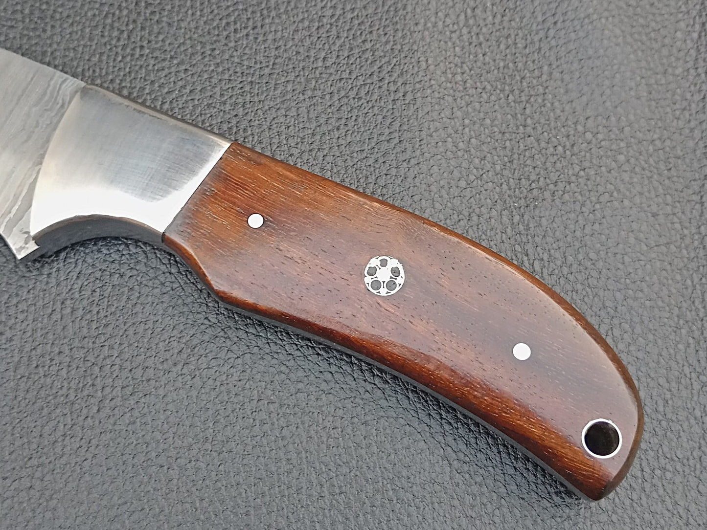 SA-1302 DAMASCUS STEEL SKINING KNIFE- STAINLESS STEEL BOLSTERS