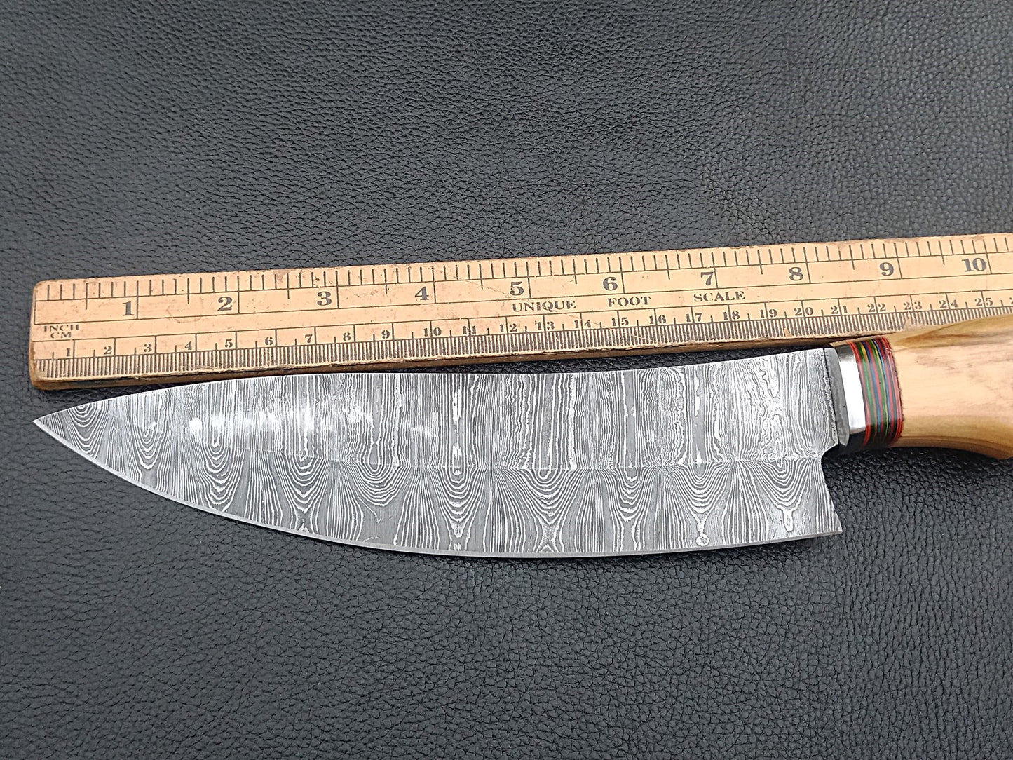Damascus Steel Kitchen Chef Knife-Olive wood handle-Stainless Steel Bolsters-Damascus Bolsters-SA-1253