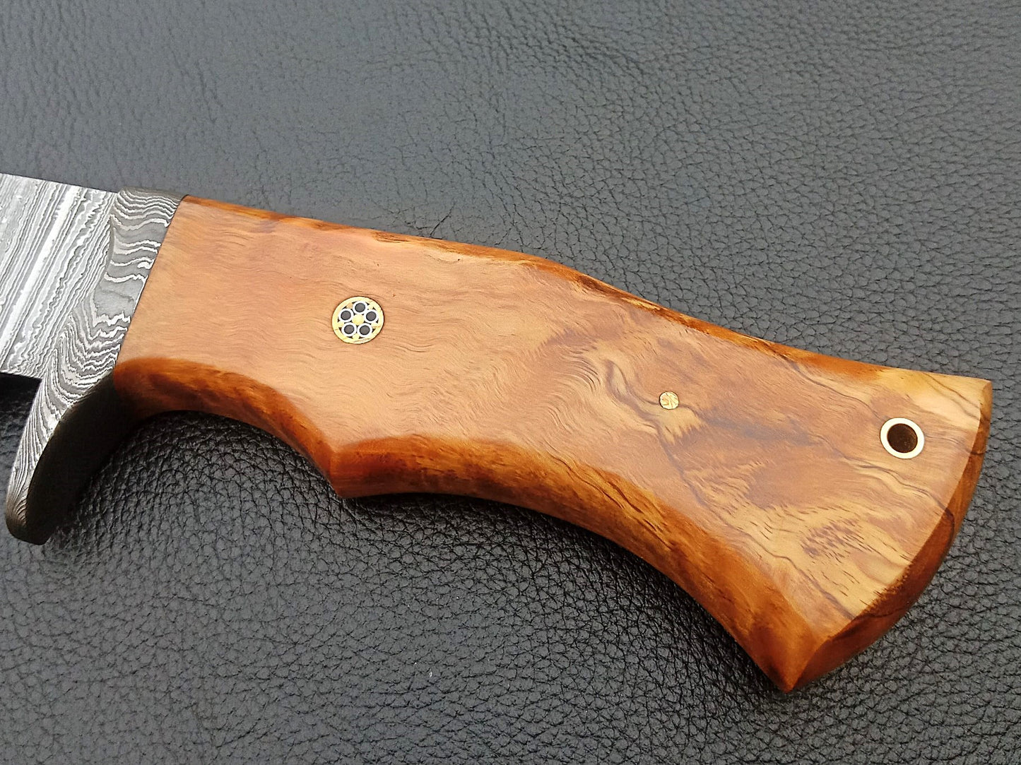 SA-1402 DAMASCUS STEEL SKINING KNIFE- DAMASCUS STEEL BOLSTERS