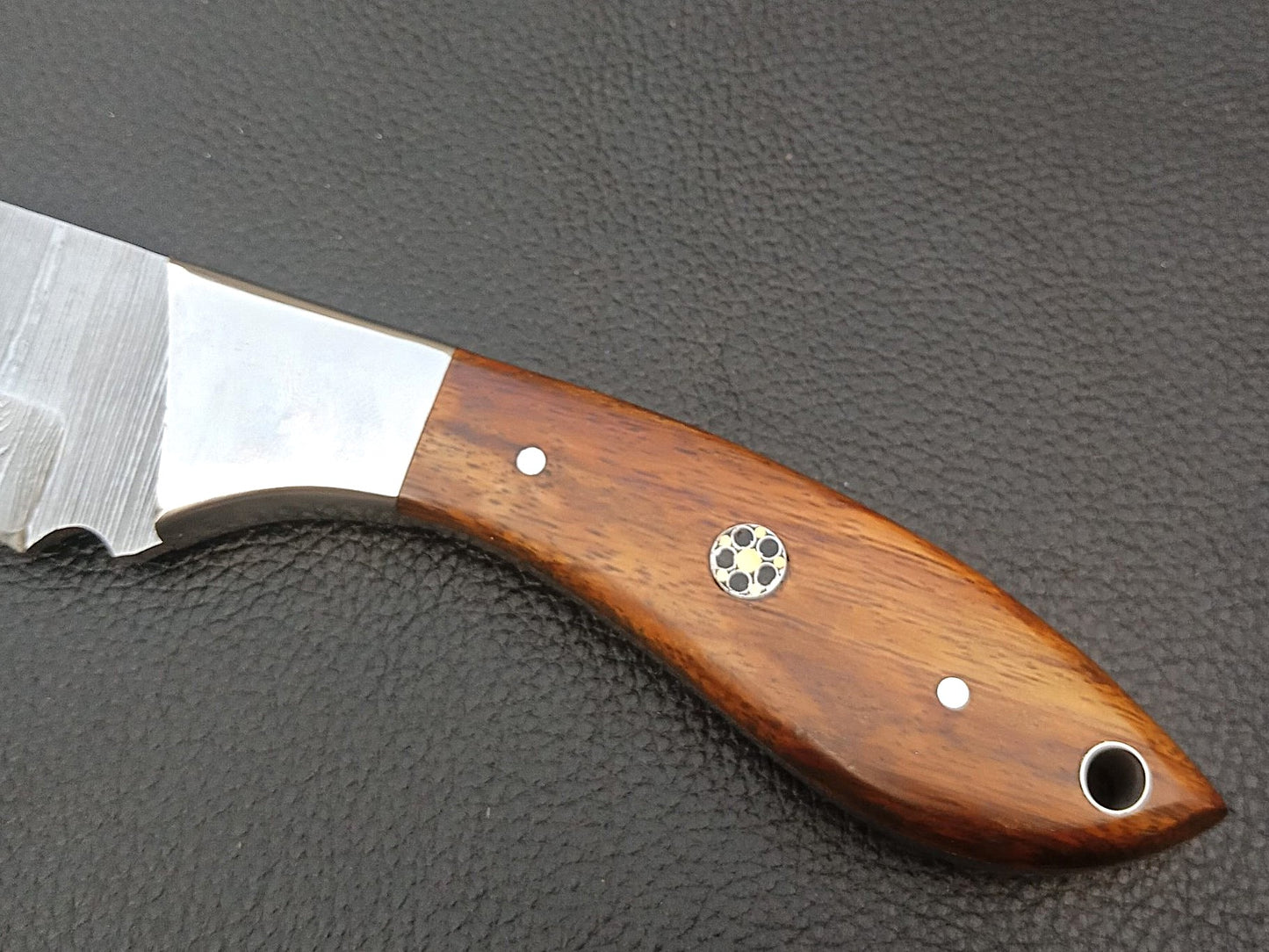 SA-1402 DAMASCUS STEEL SKINING KNIFE- DAMASCUS STEEL BOLSTERS