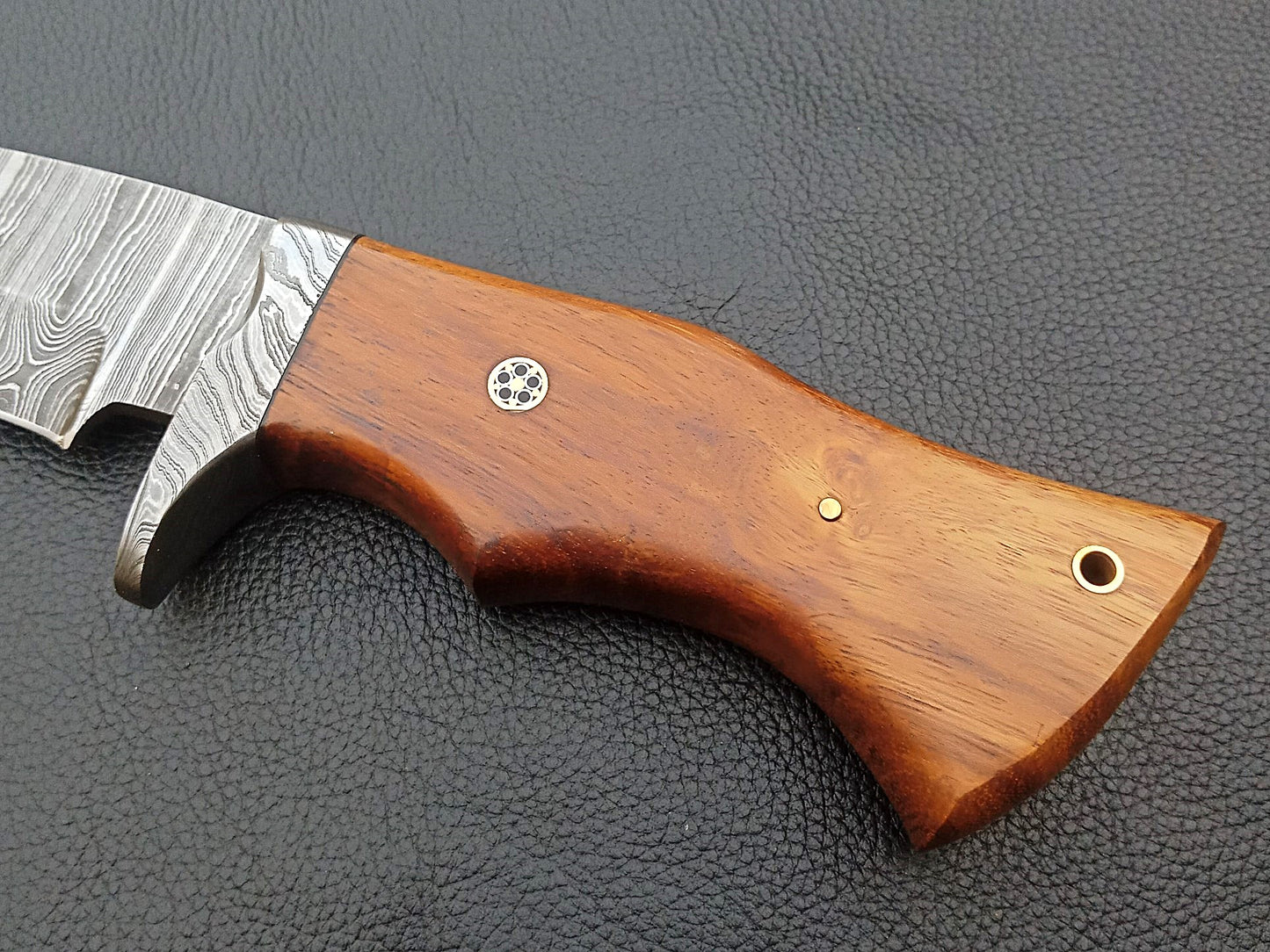 SA-1401 DAMASCUS STEEL SKINING KNIFE- DAMASCUS STEEL BOLSTERS