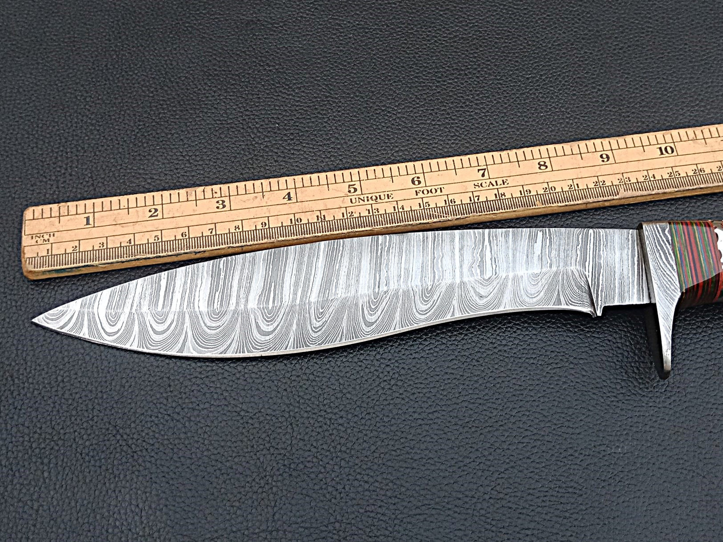 Damascus Steel Bowie-Rosewood Handle-Damascus Steel Clip-SA-1276